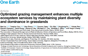 Optimized grazing management enhances multiple ecosystem services by maintaining plant diversity and dominance in grasslands